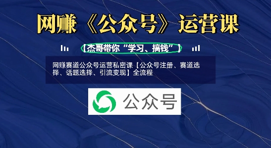 网创赛道公众号运营私密课【公众号注册、赛道选择、话题选择、引流变现】全流程-汇流