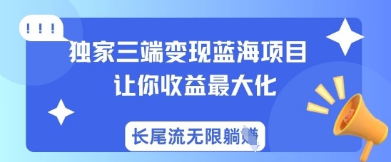 独家三端变现蓝海项目，让你收益最大化，长尾流无限躺挣-汇流