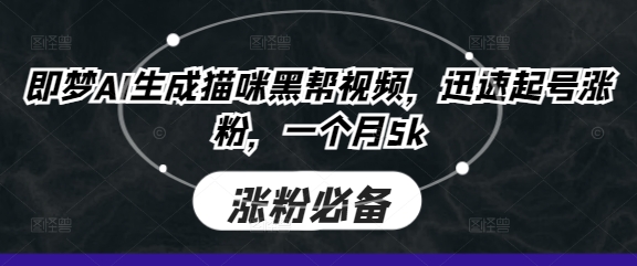 即梦AI生成猫咪黑帮视频，迅速起号涨粉，一个月5k-汇流