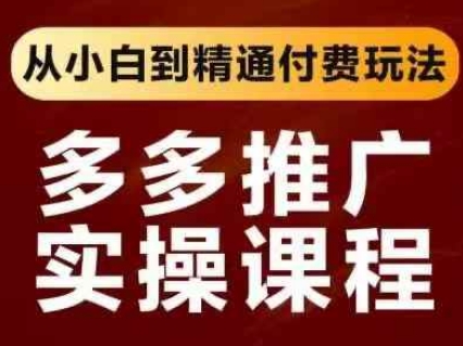拼多多推广实操课程，从小白到精通付费玩法-汇流
