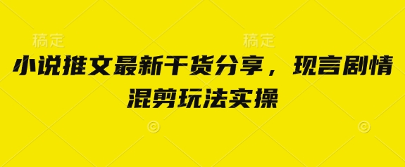 小说推文最新干货分享，现言剧情混剪玩法实操-汇流