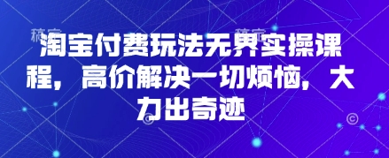 淘宝付费玩法无界实操课程，高价解决一切烦恼，大力出奇迹-汇流