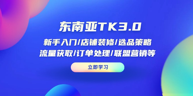 东南亚TK3.0：新手入门/店铺装修/选品策略/流量获取/订单处理/联盟营销等-汇流