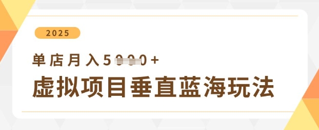 虚拟项目垂直玩法，实现单店月入5k+-汇流
