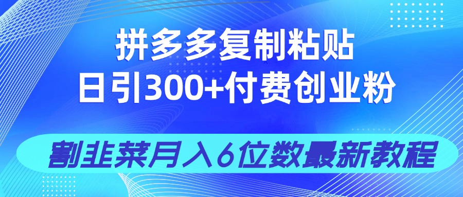 拼多多复制粘贴日引300+付费创业粉，割韭菜月入6位数最新教程！-汇流