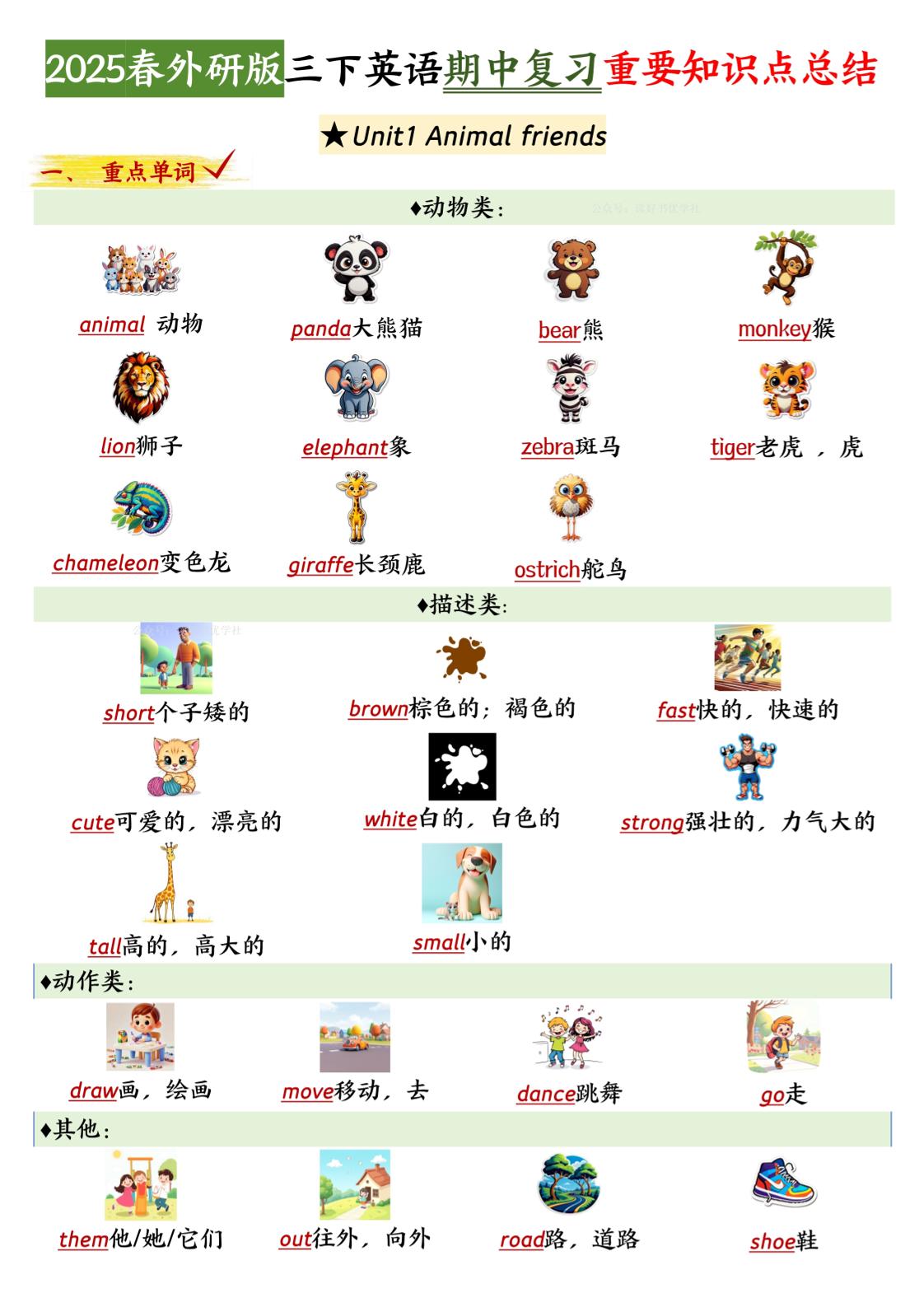 三下英语外研期中知识清单2-汇流