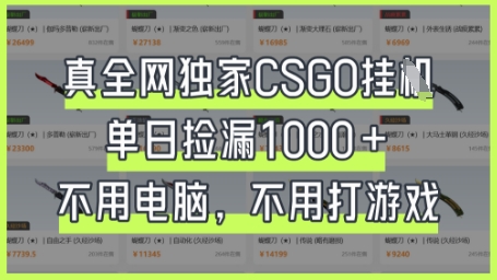 真全网独家CSGO挂G，单日捡漏1k+【揭秘】-汇流