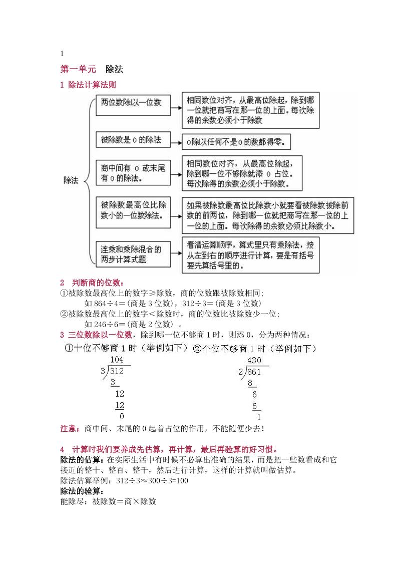北师大版三年级（下册）数学知识要点归纳-汇流
