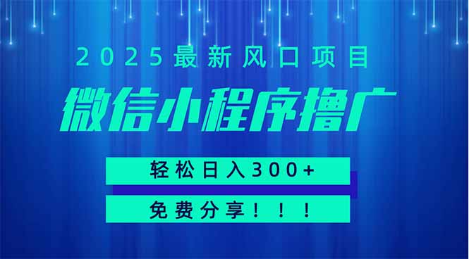 微信小程序撸广，最新风口项目，日入300+ 免费分享 可批量操作 小白可…-汇流