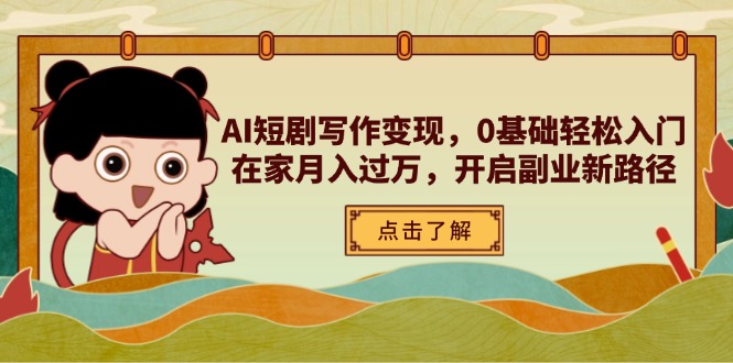 AI短剧写作变现，0基础轻松入门，在家月入过万，开启副业新路径-汇流