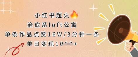 小红书超火的治愈系loft公寓，单条作品点赞16W，3分钟一条，单日变现数张-汇流