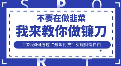 韭菜生涯终结者，我来教你做镰刀，2025如何通过“知识付费”实现财F自由【揭秘】-汇流
