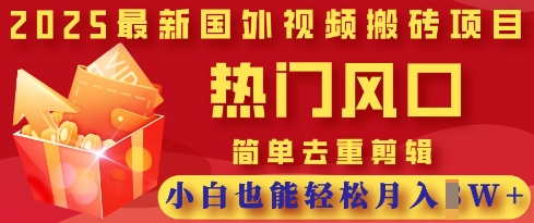 2025最新视频搬砖项目，热门风口，简单去重剪辑，小白也能轻松月入过W-汇流