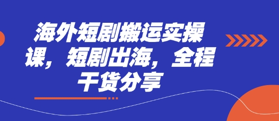 海外短剧搬运实操课，短剧出海，全程干货分享-汇流